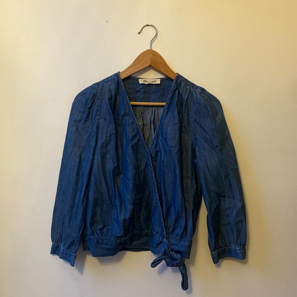 Madewell women’s denim wrap top